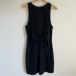 L*Space Seaview Black Mini Dress 100% Cotton Twist Front Size M